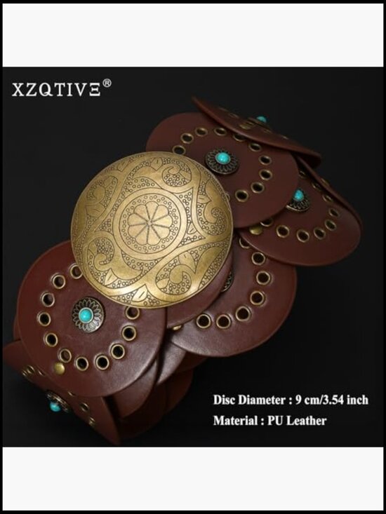 Western PU Leather Belt Wide Waist Boho Chic Concho Buckle Adjustable Fit main image 6